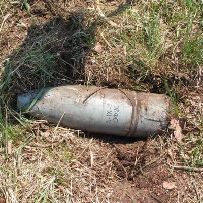 EOD of a former Soviet artillery near Győr, Hungary with a 125 mm cracking grenade’s body